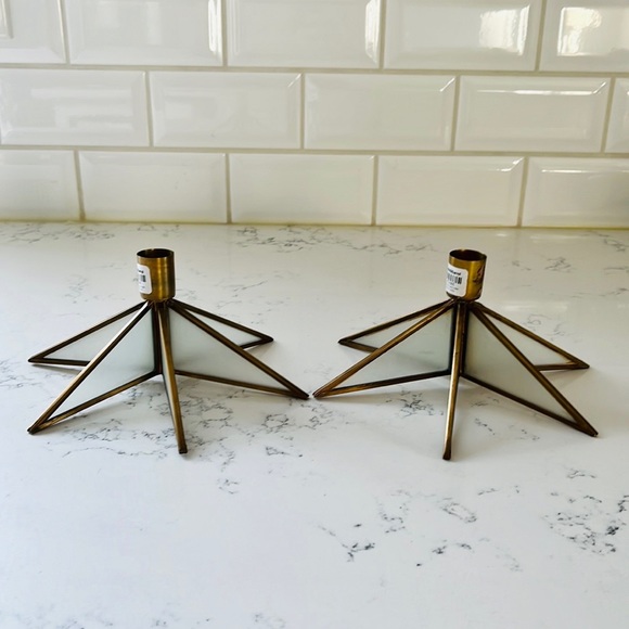 Crate&barrel Brass Star Taper Candle Holder - Picture 4 of 11